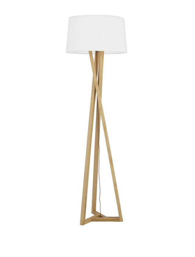 SALINO Ivory Fabric Shade Soild Ash Wood Natural Wood LED E27 1x12 Watt 230 Volt IP20 Bulb Excluded D: 50 H1: 28 H2: 164 cm