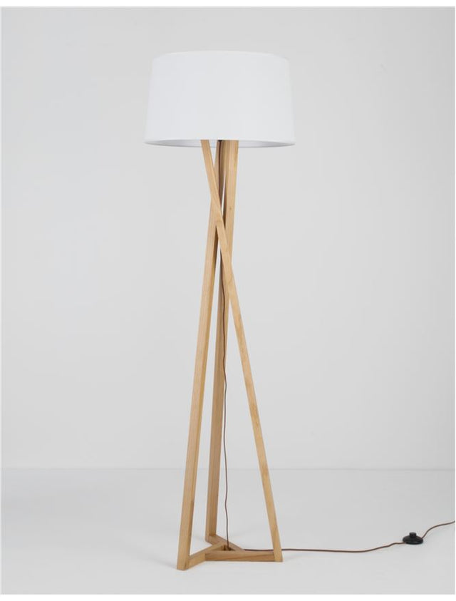 SALINO Ivory Fabric Shade Soild Ash Wood Natural Wood LED E27 1x12 Watt 230 Volt IP20 Bulb Excluded D: 50 H1: 28 H2: 164 cm