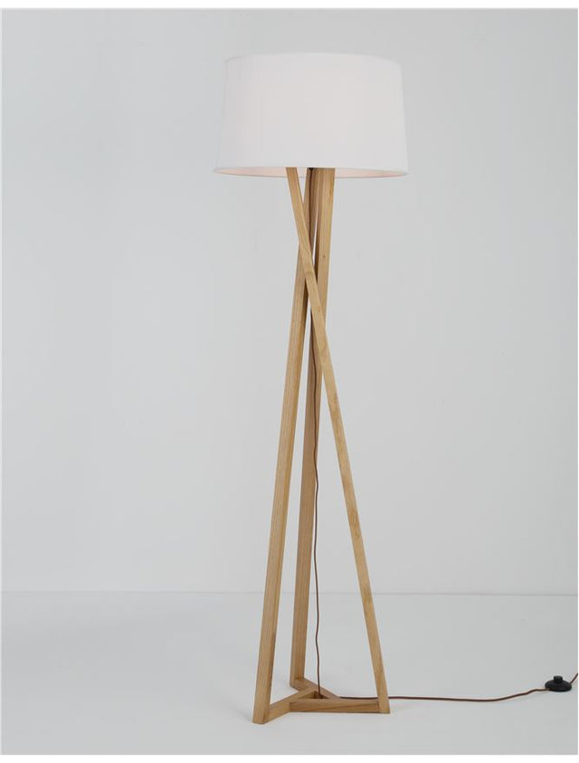 SALINO Ivory Fabric Shade Soild Ash Wood Natural Wood LED E27 1x12 Watt 230 Volt IP20 Bulb Excluded D: 50 H1: 28 H2: 164 cm