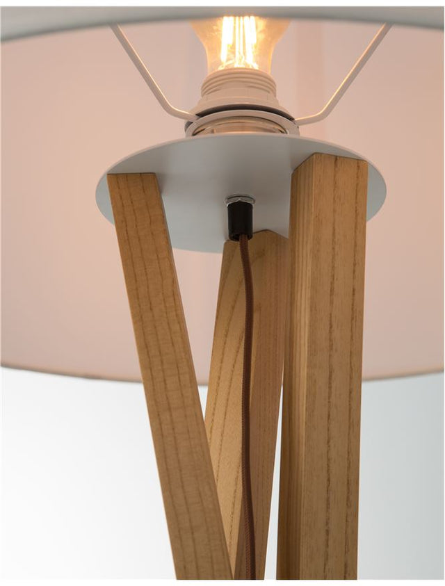 SALINO Ivory Fabric Shade Soild Ash Wood Natural Wood LED E27 1x12 Watt 230 Volt IP20 Bulb Excluded D: 50 H1: 28 H2: 164 cm