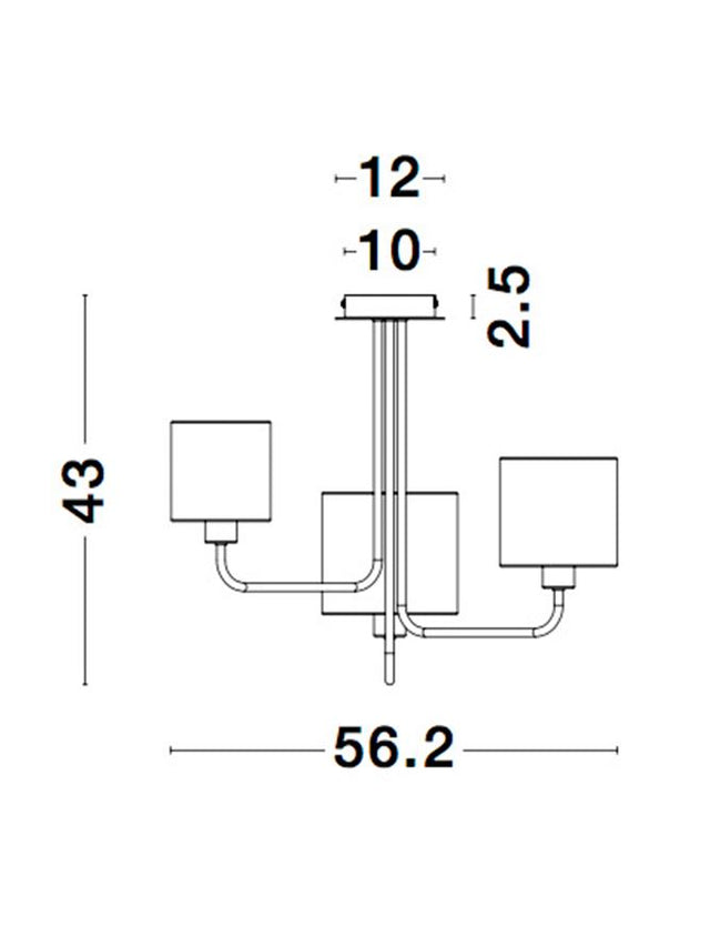 BITONTO Sandy Black Metal White Fabric Shade LED E14 3x5 Watt 230 Volt IP20 Bulb Excluded D: 56.2 H: 43 cm