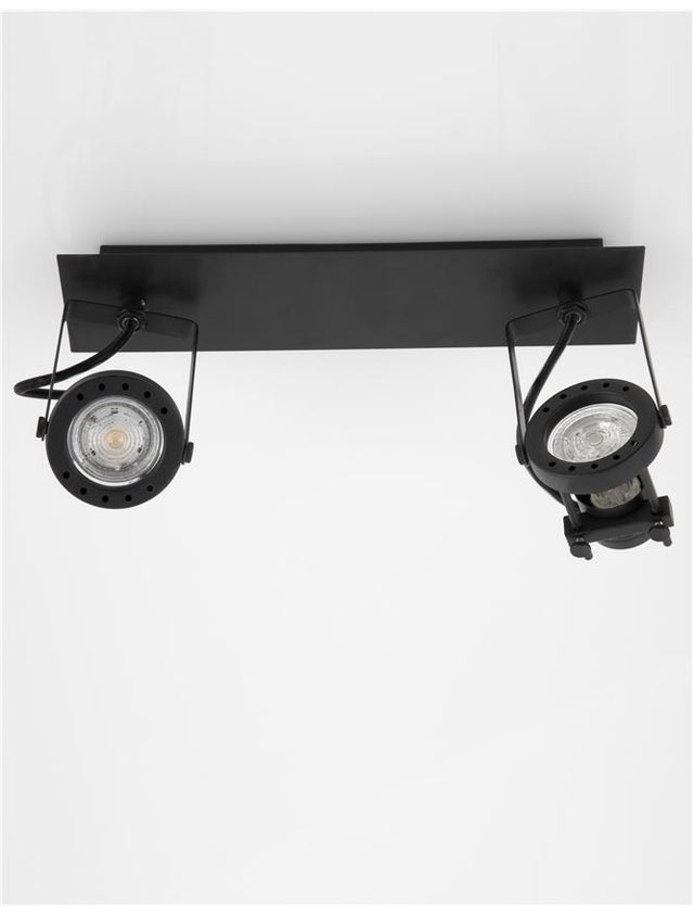 SALVA Sandy Black Metal LED GU10 2x10 Watt 230 Volt IP20 Bulb Excluded L: 31.5 W: 7 H: 16 cm