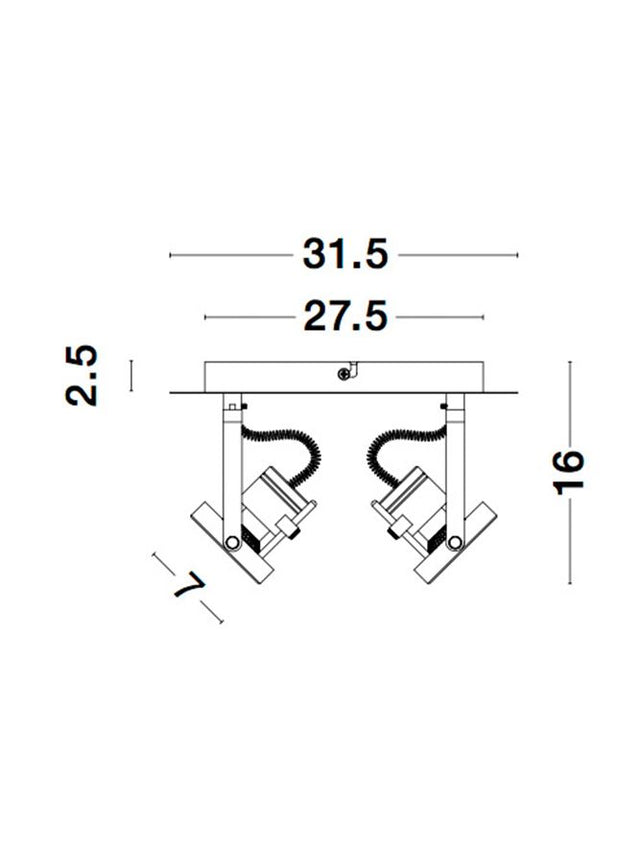 SALVA Sandy Black Metal LED GU10 2x10 Watt 230 Volt IP20 Bulb Excluded L: 31.5 W: 7 H: 16 cm