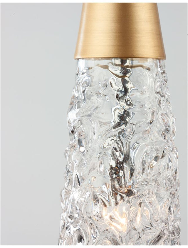 KOVAC Brushed Gold Steel & Clear Structured Glass LED G9 1x5 Watt 230 Volt IP20 Bulb Excluded D: 29 H1: 29 H2: 180 cm