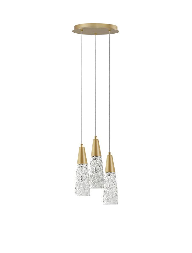 KOVAC Brushed Gold Steel & Clear Structured Glass LED G9 3x5 Watt 230 Volt IP20 Bulb Excluded D: 25 H: 180 cm