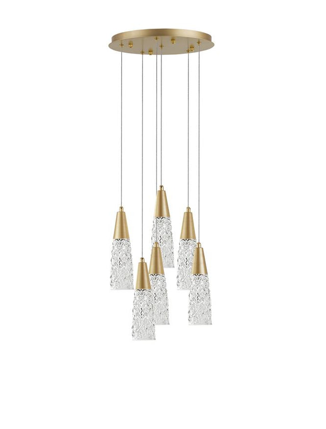 KOVAC Brushed Gold Steel & Clear Structured Glass LED G9 6x5 Watt 230 Volt IP20 Bulb Excluded D: 35 H: 180 cm