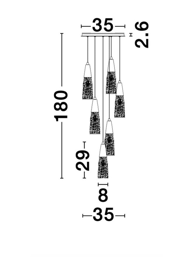 KOVAC Brushed Gold Steel & Clear Structured Glass LED G9 6x5 Watt 230 Volt IP20 Bulb Excluded D: 35 H: 180 cm