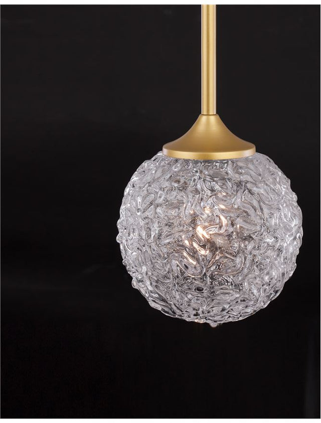 MIRANO Clear Structured Glass & Brushed Gold Steel LED G9 1x5 Watt 230 Volt IP20 Bulb Excluded D: 15 H1: 35.5 H2: 180 cm