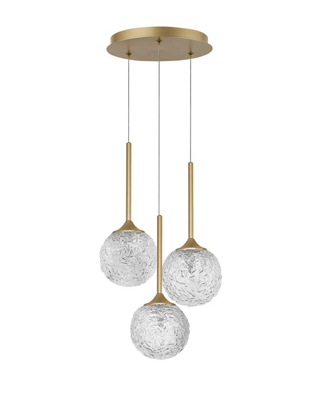 MIRANO Clear Structured Glass & Brushed Gold Steel LED G9 3x5 Watt 230 Volt IP20 Bulb Excluded D: 32 H: 180 cm