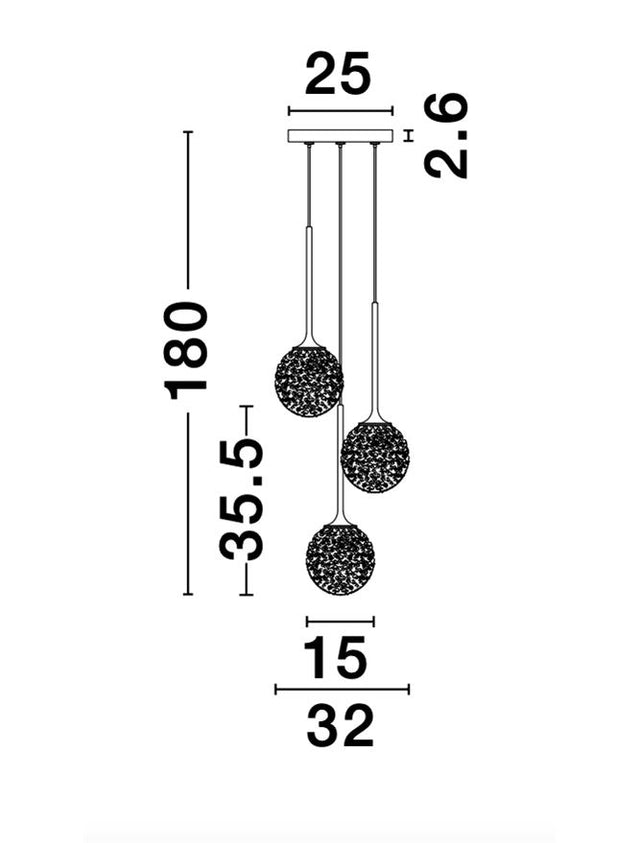 MIRANO Clear Structured Glass & Brushed Gold Steel LED G9 3x5 Watt 230 Volt IP20 Bulb Excluded D: 32 H: 180 cm