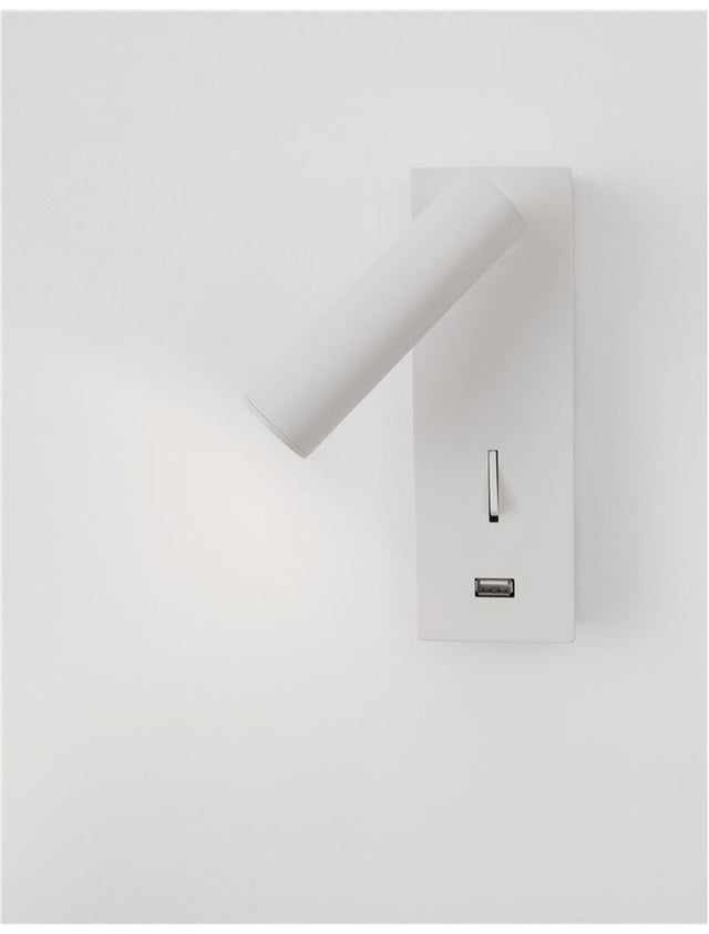 FUSE White Aluminium Adjustable Switch On/Off - USB Charger LED Samsung 3 Watt 210Lm 3000K IP20 L: 6 W: 12.3 H: 18 cm