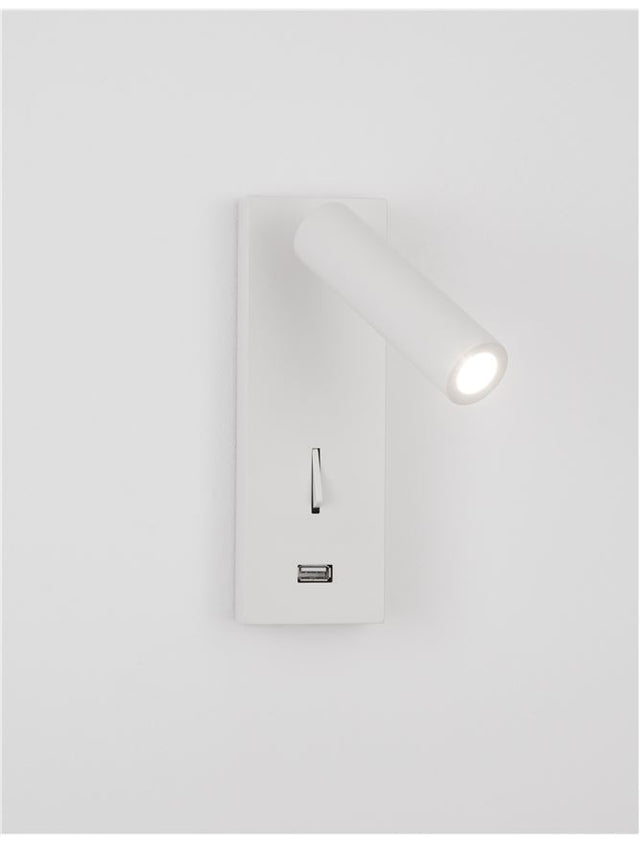 FUSE White Aluminium Adjustable Switch On/Off - USB Charger LED Samsung 3 Watt 210Lm 3000K IP20 L: 6 W: 12.3 H: 18 cm