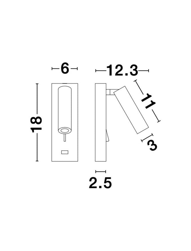 FUSE White Aluminium Adjustable Switch On/Off - USB Charger LED Samsung 3 Watt 210Lm 3000K IP20 L: 6 W: 12.3 H: 18 cm