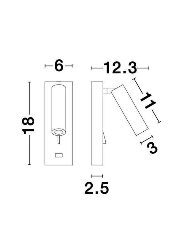 FUSE Black Aluminium Adjustable Switch On/Off - USB Charger LED Samsung 3 Watt 210Lm 3000K IP20 L: 6 W: 12.3 H: 18 cm