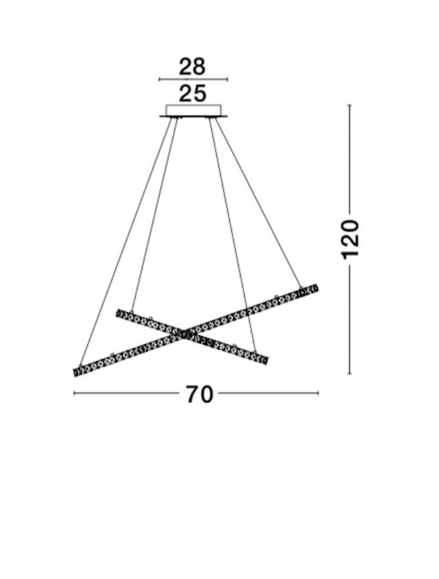 QUENTIN Chrome Aluminium & K9 Crystal Adjustable LED 60 Watt 3600Lm 3500K IP20 L: 70 H: 120 cm