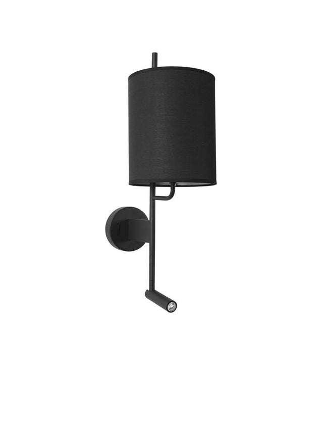 YAMA Black Fabrirc Shade & Black Aluminium Adjustable - Switch On/Off LED Samsung 3 Watt 210Lm 3000K LED E27 1x12 Watt 230Volt IP20 Bulb Excluded L: 18 W: 29.6 H: 57.5 cm