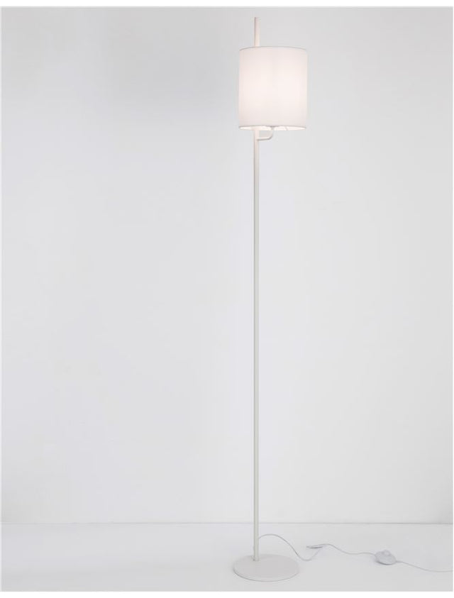 YAMA White Fabrirc Shade & White Aluminium Switch On/OffLED E27 1x12 Watt 230Volt IP20 Bulb Excluded L: 20 H1: 22 H2: 176 cm