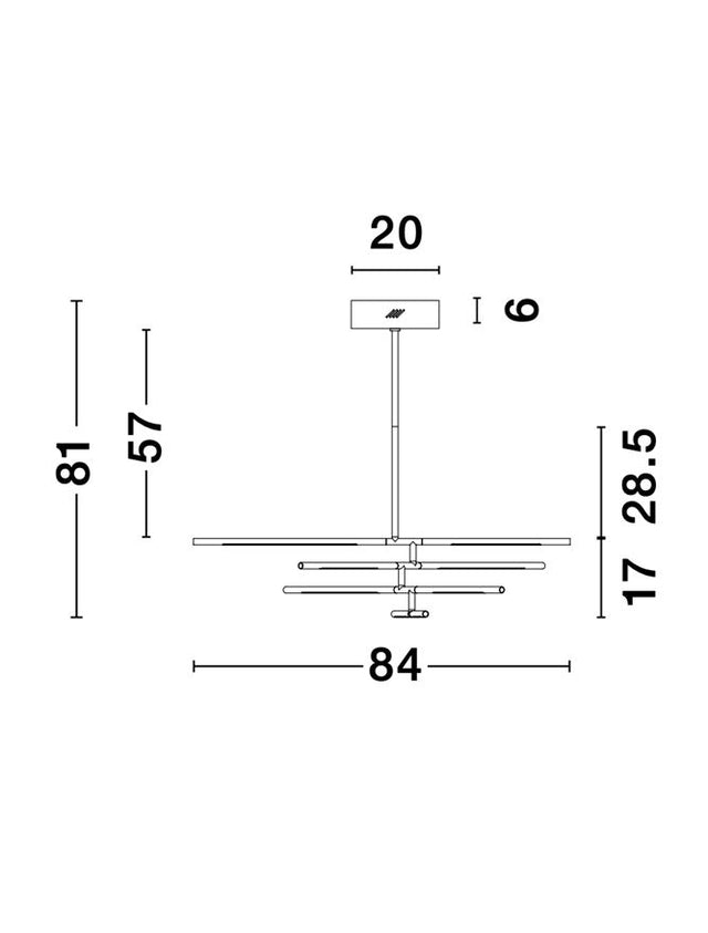 RACCIO Black Metal & Acrylic LED 40 Watt 230 Volt 2800Lm 3000K IP20 L: 84 W: 80 H: 81 cm