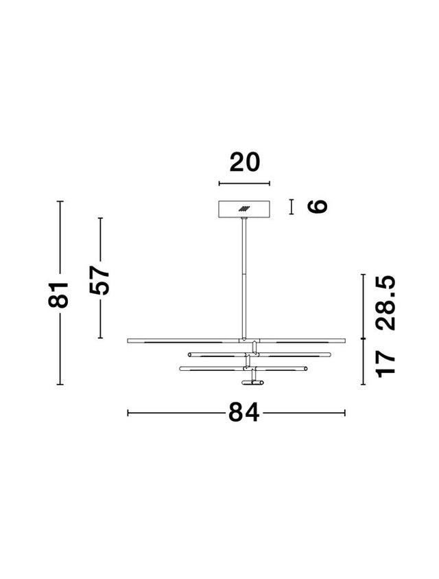 RACCIO Gold Metal & Acrylic LED 40 Watt 230 Volt 2800Lm 3000K IP20 L: 84 W: 80 H: 81 cm