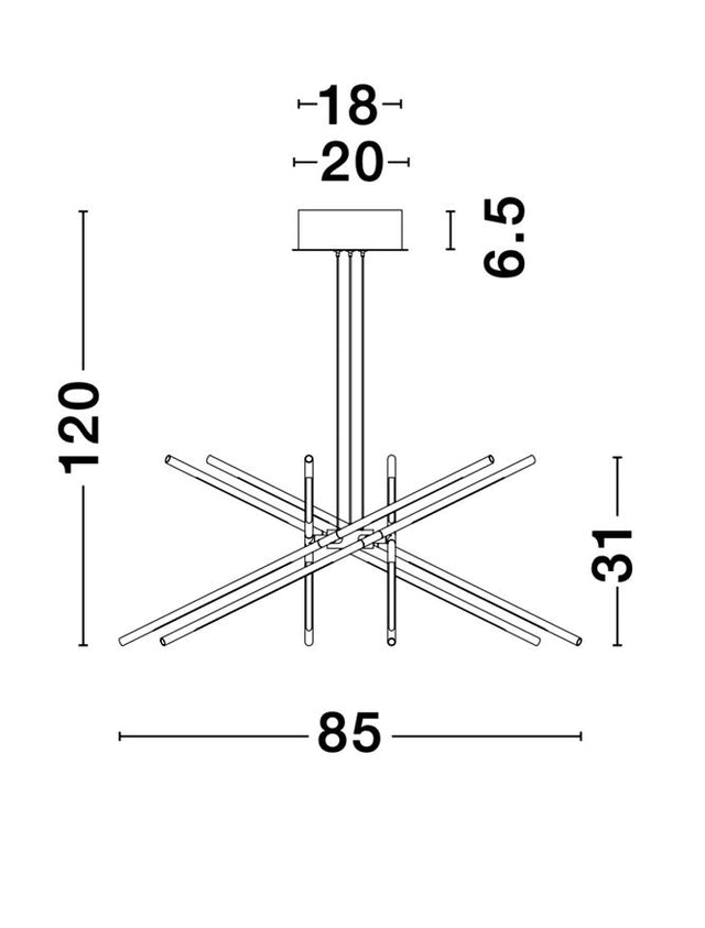 RACCIO Gold Metal & Acrylic LED 56 Watt 230 Volt 4200Lm 3000K IP20 D: 85 H1: 31 H2: 120 cm