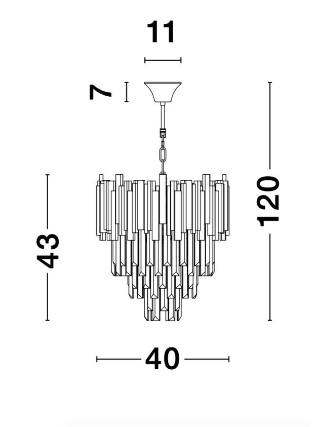 GRANE Gold Metal & Crystal LED E14 4x5 Watt 230 Volt IP20 Bulb Excluded D: 40 W: 40 H1: 43 H2: 120 cm