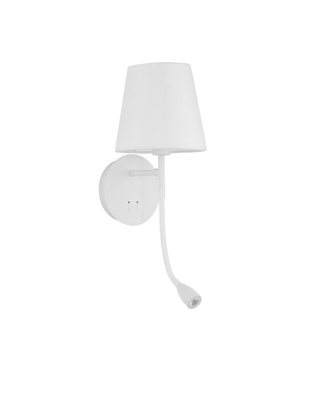 NIA White Metal White Fabric Shade Switch On/Off LED 3 Watt 3000K 180Lm LED E14 1x5 Watt 230 Volt IP20 Bulb Excluded L:19 W: 16 H: 30 cm