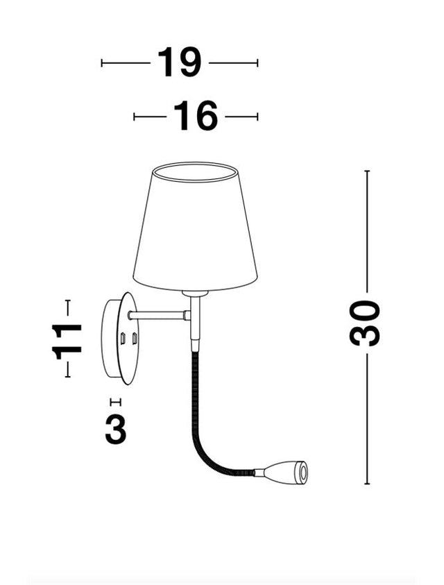 NIA White Metal White Fabric Shade Switch On/Off LED 3 Watt 3000K 180Lm LED E14 1x5 Watt 230 Volt IP20 Bulb Excluded L:19 W: 16 H: 30 cm