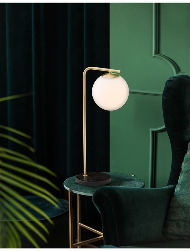 ALVAREZ Satin Gold Metal & Black Marble White Opal Glass LED E14 1x5 Watt 230 Volt Bulb Excluded IP20 L: 22 W: 15 H: 51 cm