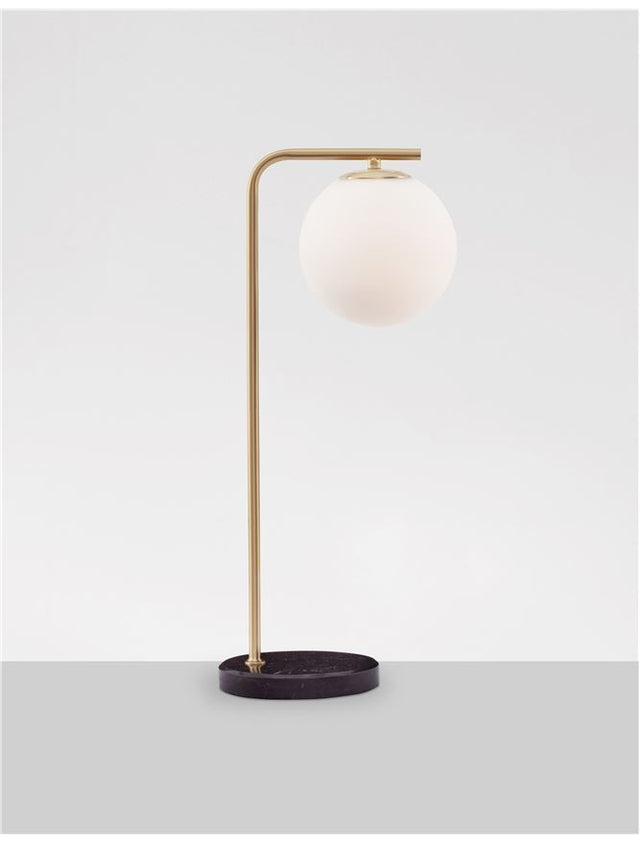 ALVAREZ Satin Gold Metal & Black Marble White Opal Glass LED E14 1x5 Watt 230 Volt Bulb Excluded IP20 L: 22 W: 15 H: 51 cm