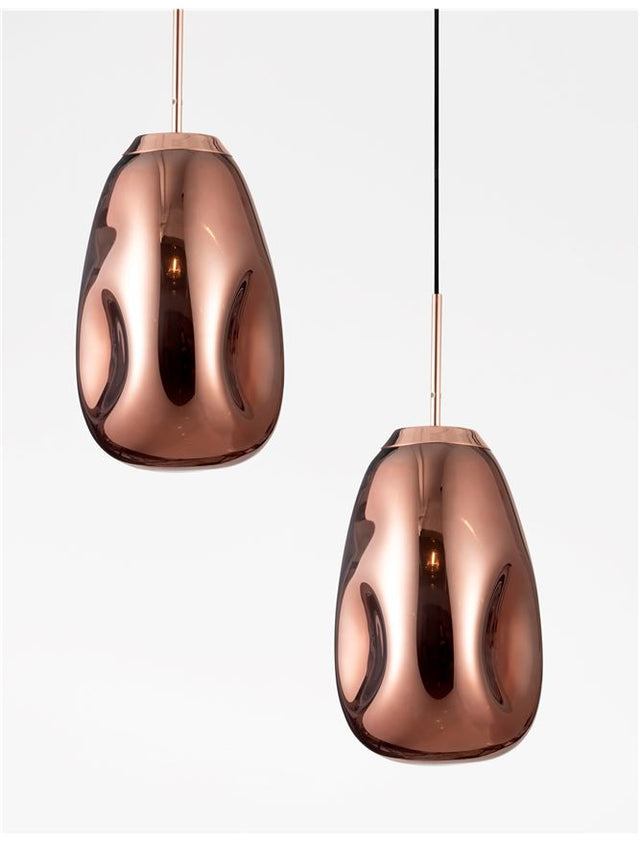 LAVA Copper Metal Handmade Copper Glass LED E27 1x12 Watt 230 Volt IP20 Bulb Excluded D: 22 H1: 49.6 H2: 120 cm