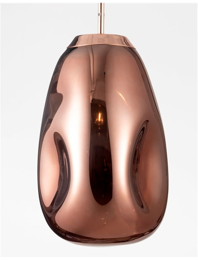 LAVA Copper Metal Handmade Copper Glass LED E27 1x12 Watt 230 Volt IP20 Bulb Excluded D: 22 H1: 49.6 H2: 120 cm