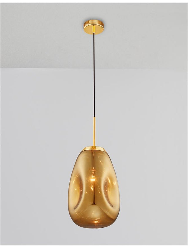 LAVA Gold Metal Handmade Gold Glass LED E27 1x12 Watt 230 Volt IP20 Bulb Excluded D: 22.5 H1: 49.6 H2: 120 cm