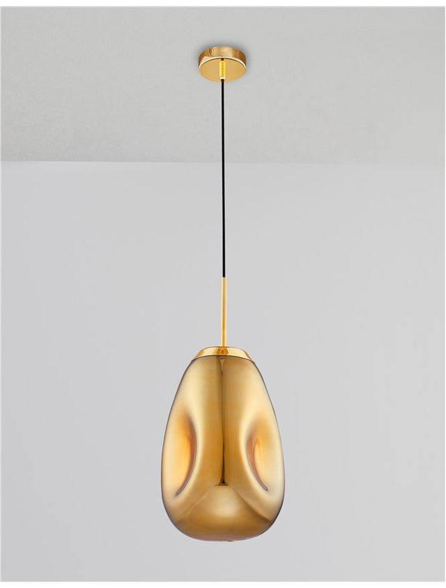 LAVA Gold Metal Handmade Gold Glass LED E27 1x12 Watt 230 Volt IP20 Bulb Excluded D: 22.5 H1: 49.6 H2: 120 cm