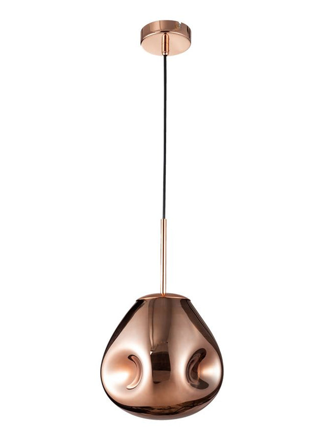 LAVA Copper Metal Handmade Copper Glass LED E27 1x12 Watt 230 Volt IP20 Bulb Excluded D: 25 H1: 38.5 H2: 120 cm