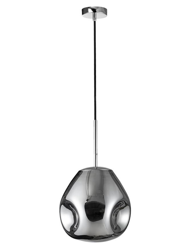 LAVA Chrome Metal Handmade Chrome Glass LED E27 1x12 Watt 230 Volt IP20 Bulb Excluded D: 25 H1: 38.5 H2: 120 cm