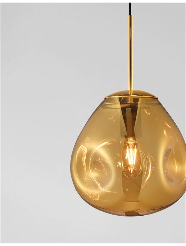 LAVA Gold Metal Handmade Gold Glass LED E27 1x12 Watt 230 Volt IP20 Bulb Excluded D: 25 H1: 38.5 H2: 120 cm