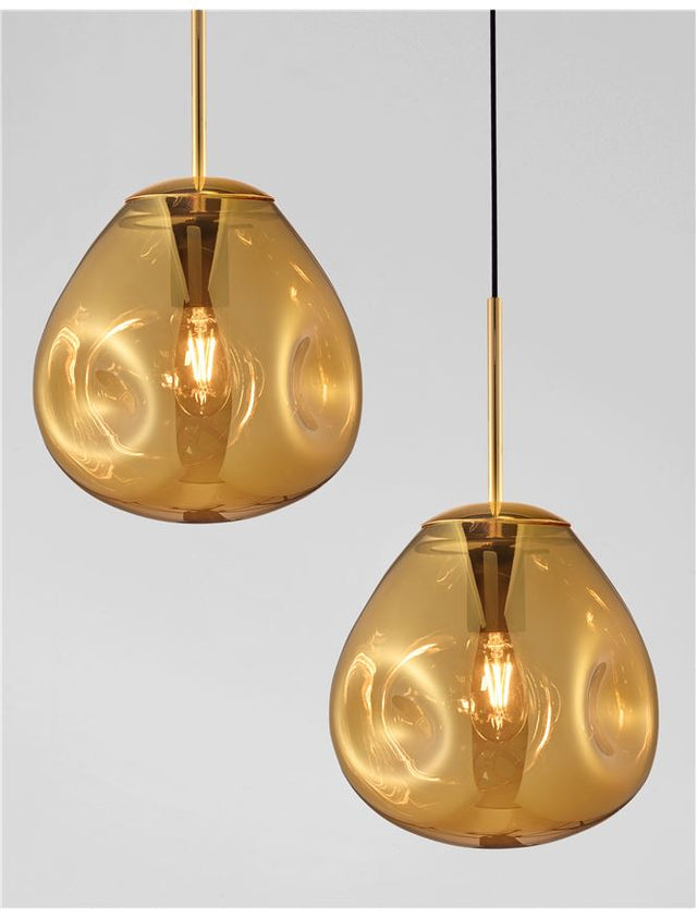 LAVA Gold Metal Handmade Gold Glass LED E27 1x12 Watt 230 Volt IP20 Bulb Excluded D: 25 H1: 38.5 H2: 120 cm