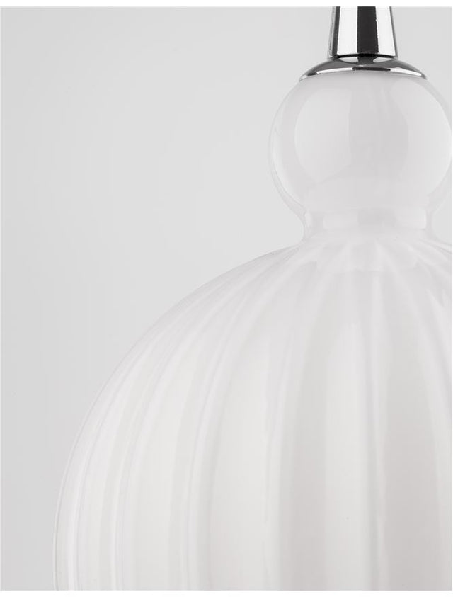 ODELL Chrome Aluminium Opal Glass LED E14 1x5 Watt 230 Volt IP20 Bulb Excluded D: 15 H1: 20.4 H2: 120 cm