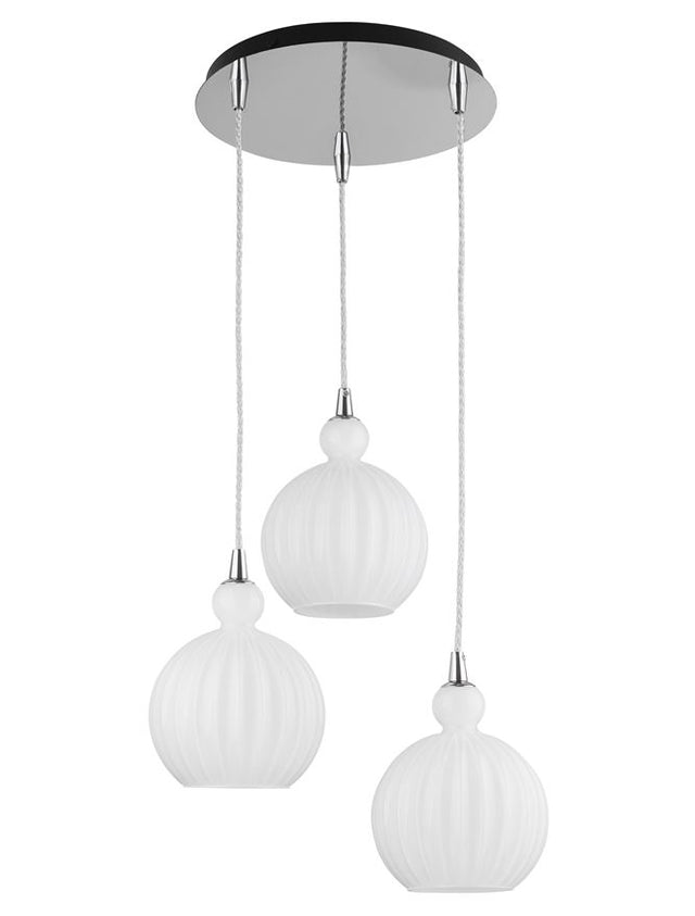 ODELL Chrome Aluminium Opal Glass LED E14 3x5 Watt 230 Volt IP20 Bulb Excluded D: 37 H1: 20.4 H2: 120 cm