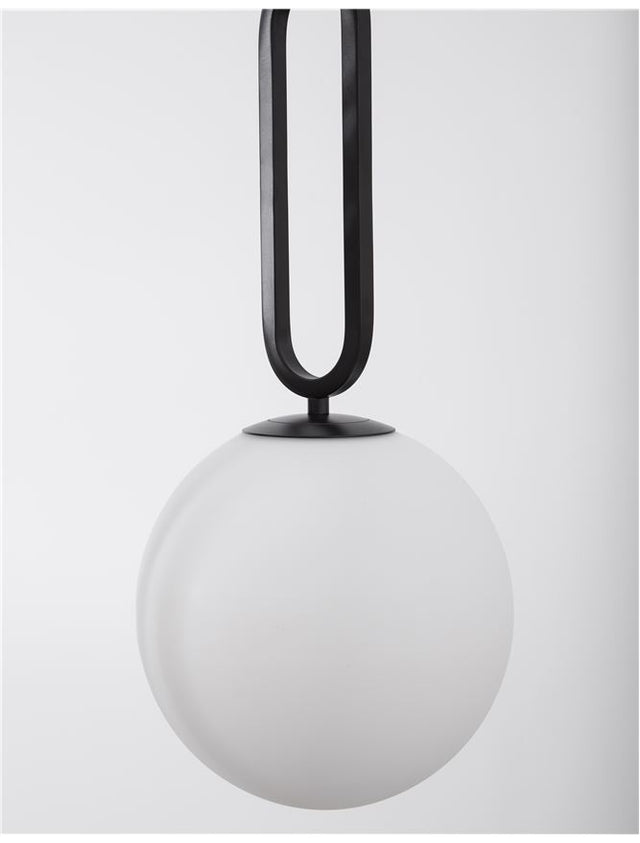 GRUS Matt Black Metal Opal Glass LED E27 1x12 Watt 230 Volt IP20 Bulb Excluded D: 20 H1: 51 H2: 120 cm