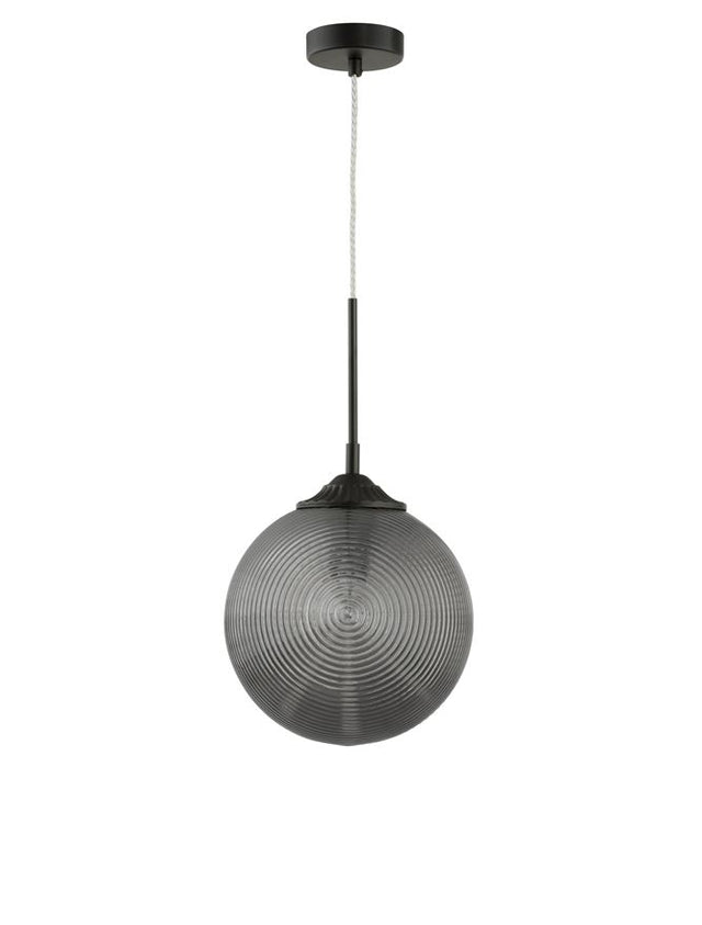 ATHENA Smoky Gray Glass Matt Black Metal LED E27 1x12 Watt 230 Volt IP20 Bulb Excluded D: 25 H: 120 cm