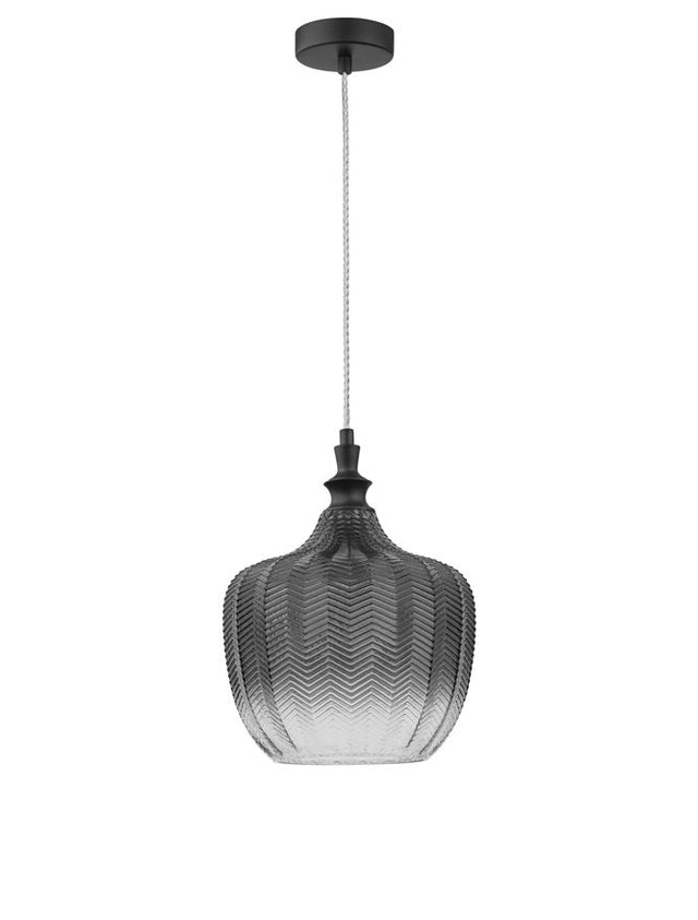 LONI Matt Black Metal Smoky Gray Glass LED E27 1x12 Watt 230 Volt IP20 Bulb Excluded D: 24 H1: 32 H2: 120 cm