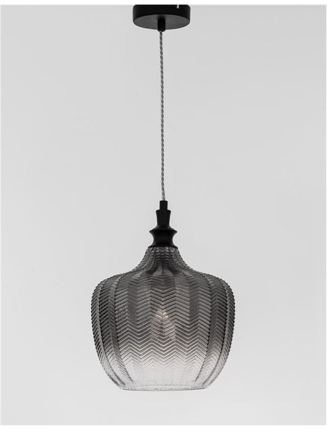 LONI Matt Black Metal Smoky Gray Glass LED E27 1x12 Watt 230 Volt IP20 Bulb Excluded D: 24 H1: 32 H2: 120 cm