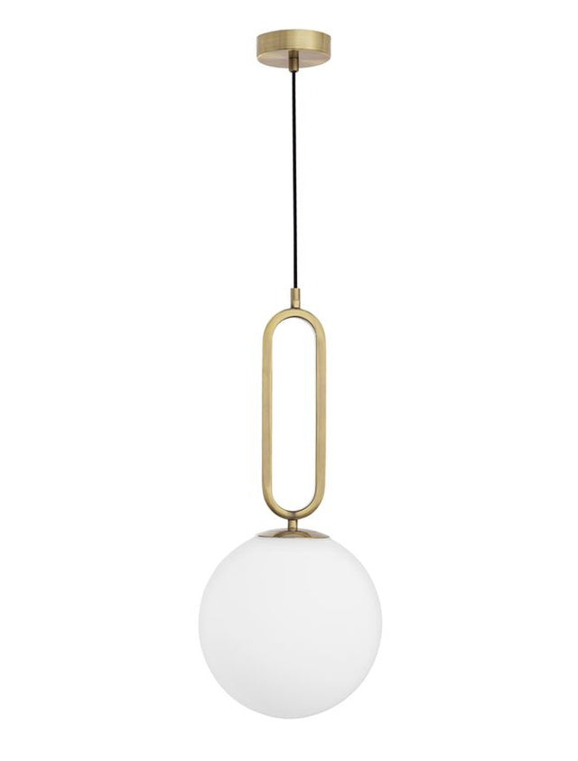 GRUS Brass Metal Opal Glass LED E27 1x12 Watt 230 Volt IP20 Bulb Excluded D: 25 H1: 56 H2: 120 cm