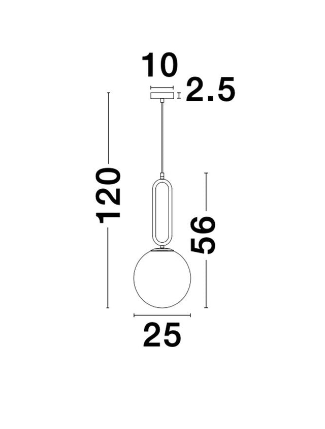 GRUS Brass Metal Opal Glass LED E27 1x12 Watt 230 Volt IP20 Bulb Excluded D: 25 H1: 56 H2: 120 cm