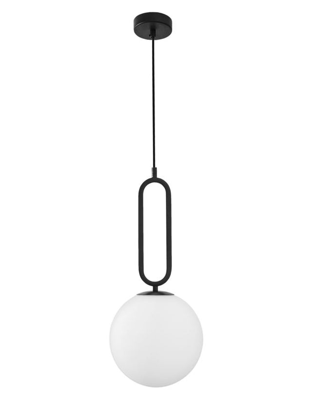 GRUS Matt Black Metal Opal Glass LED E27 1x12 Watt 230 Volt IP20 Bulb Excluded D: 25 H1: 56 H2: 120 cm