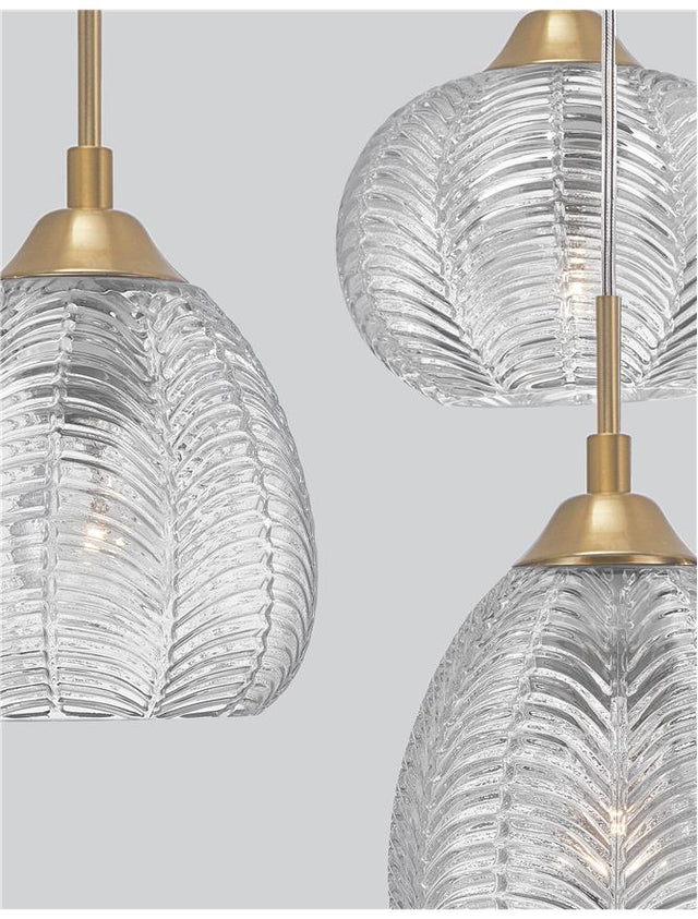 VARIO Clear Glass & Satin Gold Metal LED E27 3x12 Watt 230 Volt IP20 Bulb Excluded D: 39 H: 120 cm