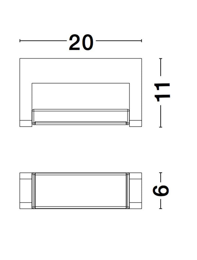 VOLVER Black Die-Casting Aluminium Acrylic Diffuser LED 6 Watt 480Lm 3000K  CRI>80 220-240 Volt  Beam Angle 150° IP54 L: 20 W: 11 H: 6 cm