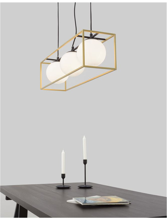 JULIET Brass & Black Metal White Opal Glass LED E14 1x5 Watt IP20 Bulb Excluded L: 70 W: 18 H: 120 cm