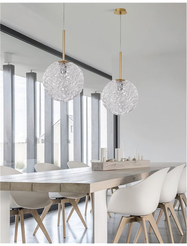 MIRANO Clear Structured Glass & Brushed Gold Steel E27 1x12 Watt 230 Volt IP20 Bulb Excluded D: 30 H1: 51.5 H2: 180 cm